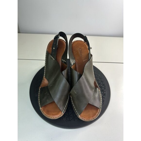 Chloe Womens Green Leather Platform Wedge Sandals Sz 40 / 9.5 - Picture 7 of 8